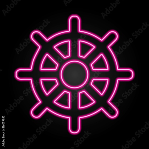 Buddhism neon sign, modern glowing banner design, colorful modern design trends on black background. Vector illustration.