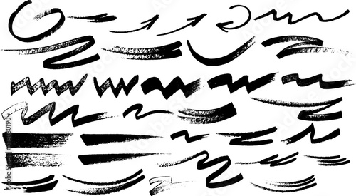 Hand Drawn Doodle Paint Stroke Texture. Scribble Freehand Elements
