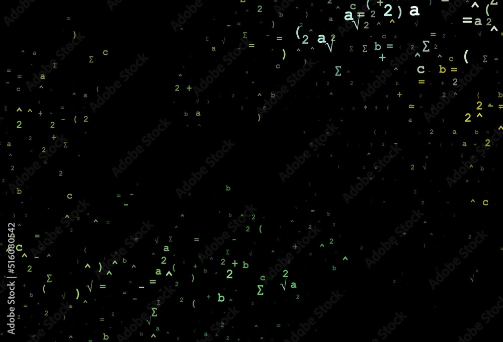 Dark Green, Yellow vector pattern with arithmetic signs.