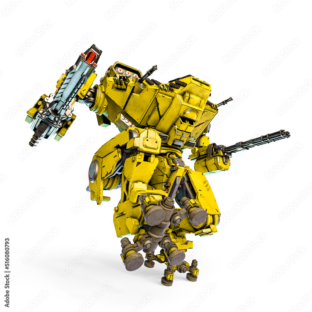 xtreme war machine is stepping in white background