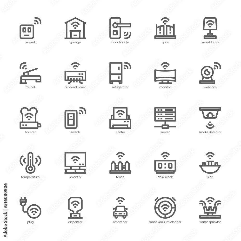 Smart Home Device icon pack for your website, mobile, presentation, and logo design. Smart Home Device icon outline design. Vector graphics illustration and editable stroke.