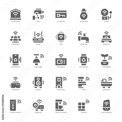 Smart Home Device icon pack for your website, mobile, presentation, and logo design. Smart Home Device icon glyph design. Vector graphics illustration and editable stroke.