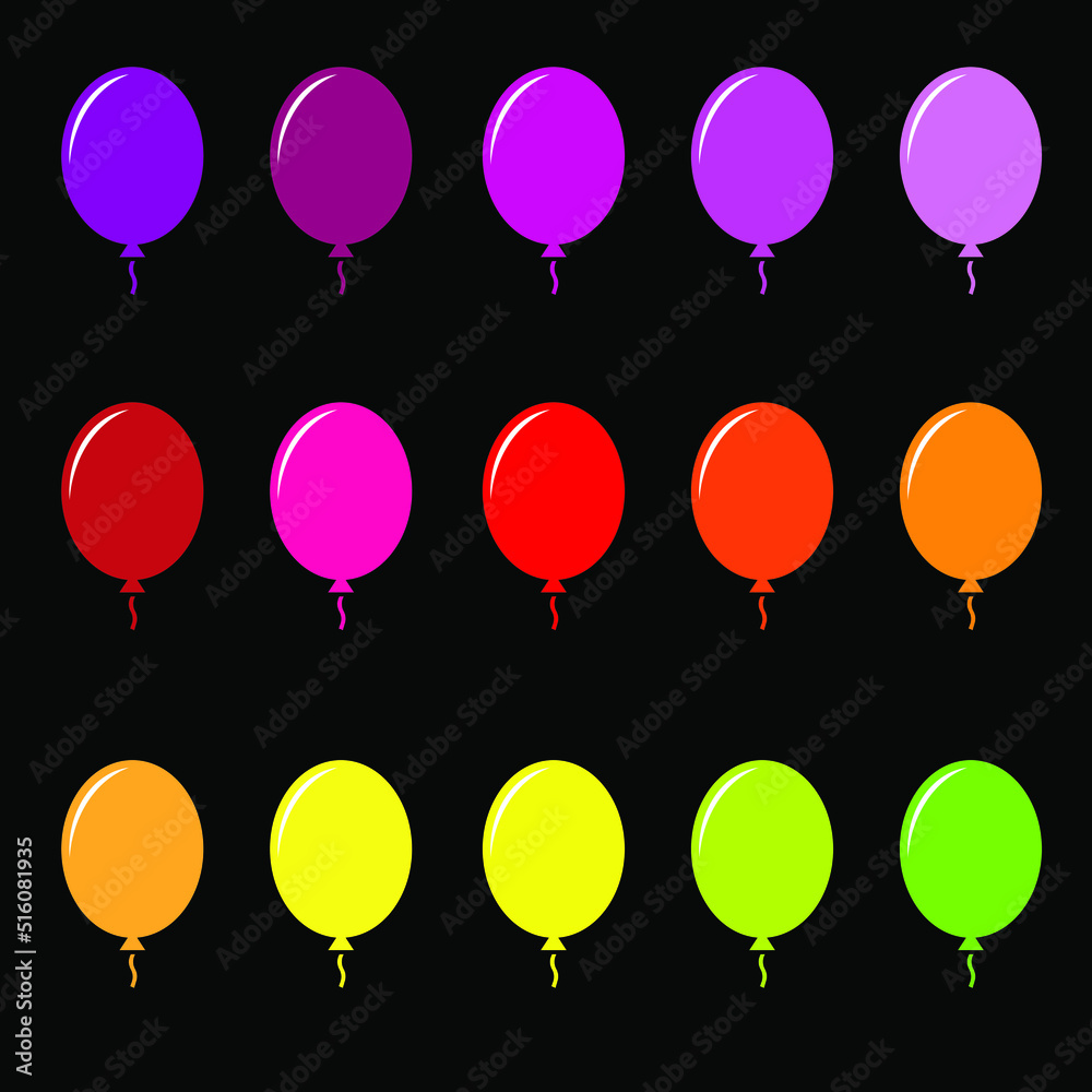 Celebration balloon colorful silhouette icon clipart. Vector illustration vector balloon clipart or vector illustration or clipart in black background 


