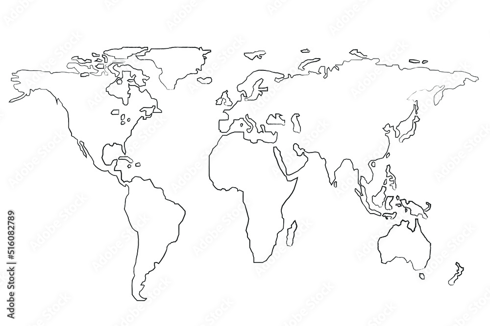 world map on white