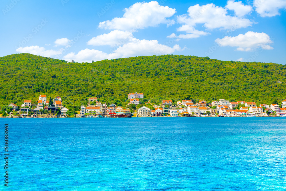 Beautiful summer landscape of the Bay of Kotor coastline - Boka Bay