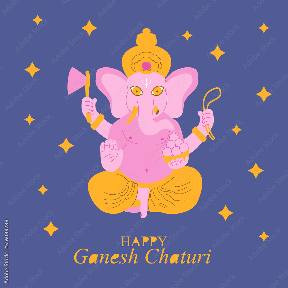 Ganesh Chaturthi for greeting card, poster, background for Ganesh Chaturthi  festival of India Stock Vector | Adobe Stock