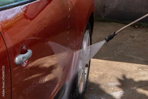 Washing the car in a car wash