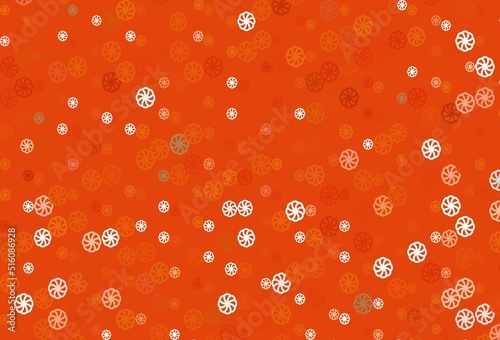 Light Orange vector template with ice snowflakes.