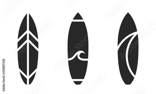 surfboard icon set. surfing, sea and ocean vacation symbol. vector image for tourism design