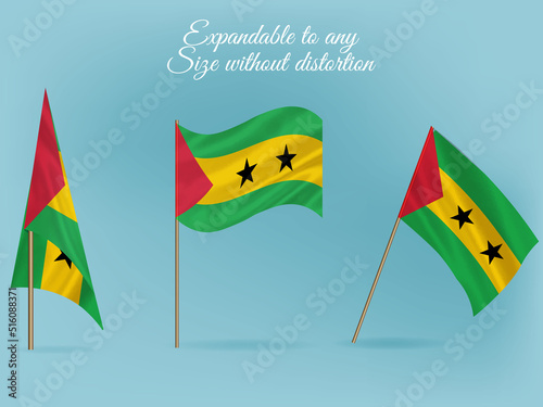 National flag of Sao Tome and Principe vector.Waving flag of Sao Tome and Principe from different angle
