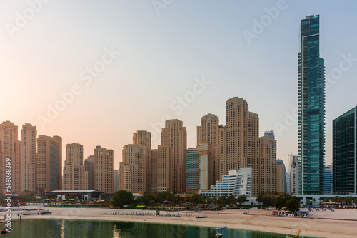 Daytime cityscape of Dubai, modern architecture of Dubai Marina area