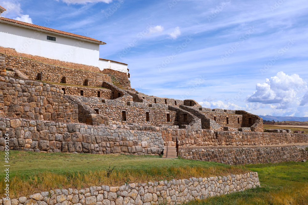 View of the ruins of the Inca temple of Chinchero in Cusco.