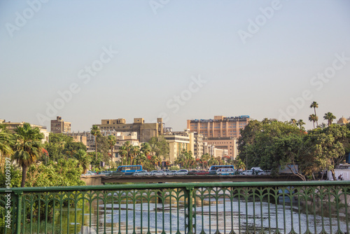 CAIRO, EGYPT - DECEMBER 29, 2021: Beautiful view of the Nile embankment in the center of Cairo, Egypt © marinadatsenko