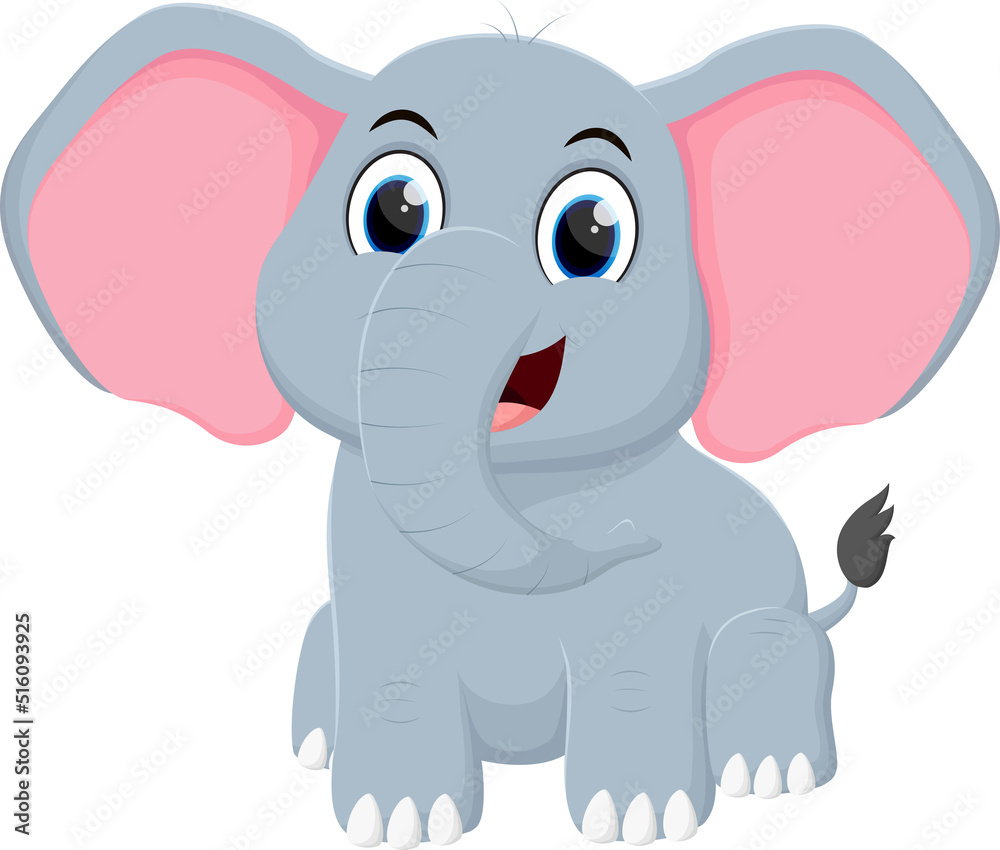 Happy Elephant cartoon isolated on white background Happy Elephant cartoon isolated on white background