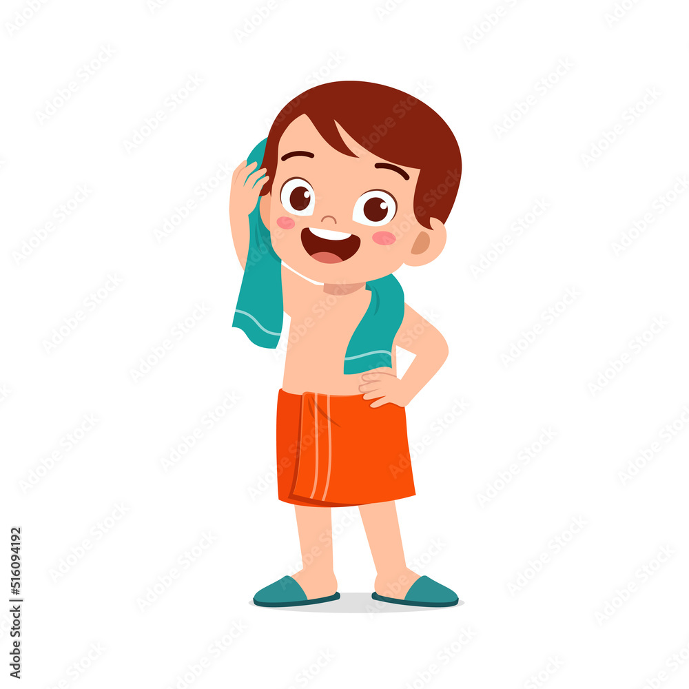 little kid dry body with towel after bath little kid dry body with towel after bath