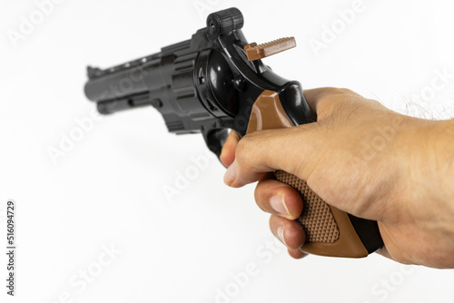 玩具の銃を持った男の手物（日本人、30代、顔無し）