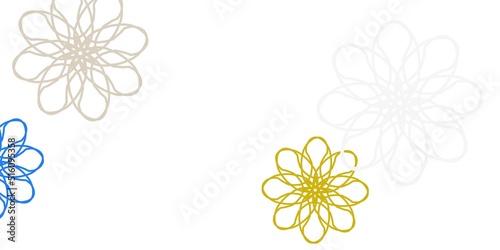 Light Blue  Yellow vector doodle texture with flowers.