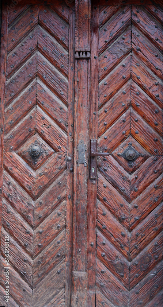 Medieval doors with modern lock in Cieszyn Poland Medieval doors with modern lock in Cieszyn Poland