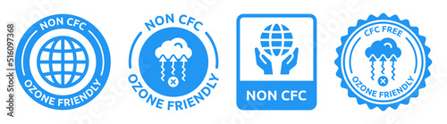 Non CFC ozone friendly badge vector icon set illustration. photo