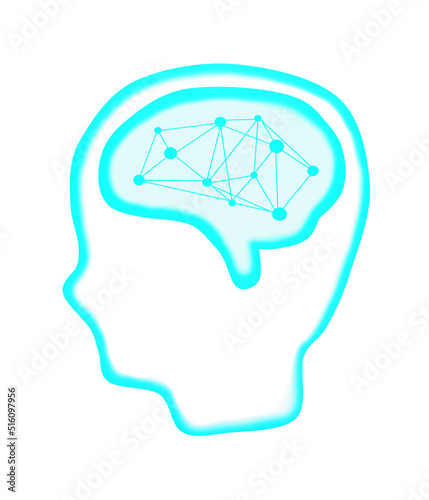 Illustration of a thinking blue cranial nerve