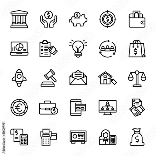 business and economy icon set illustration vector graphic