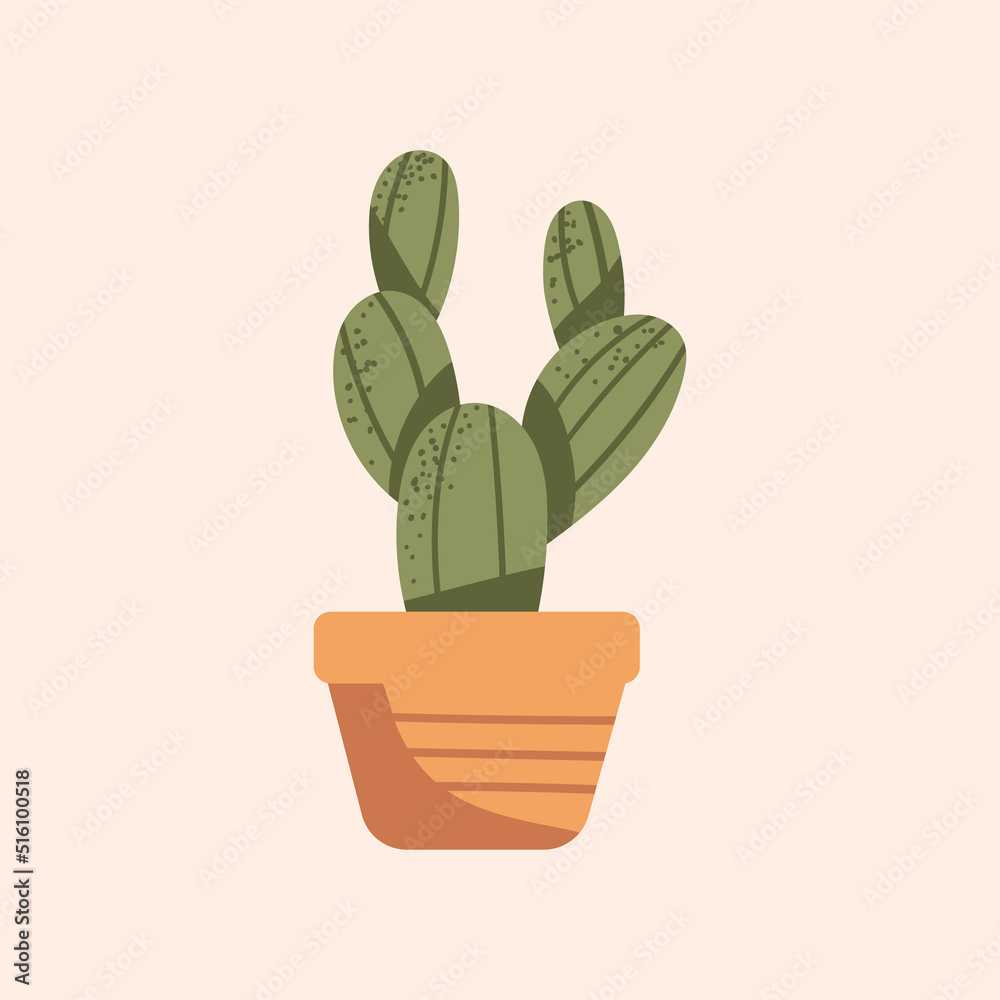 Abstract vector hand drawn illustration with cactus plant on pot. Vector illustration Abstract vector hand drawn illustration with cactus plant on pot. Vector illustration