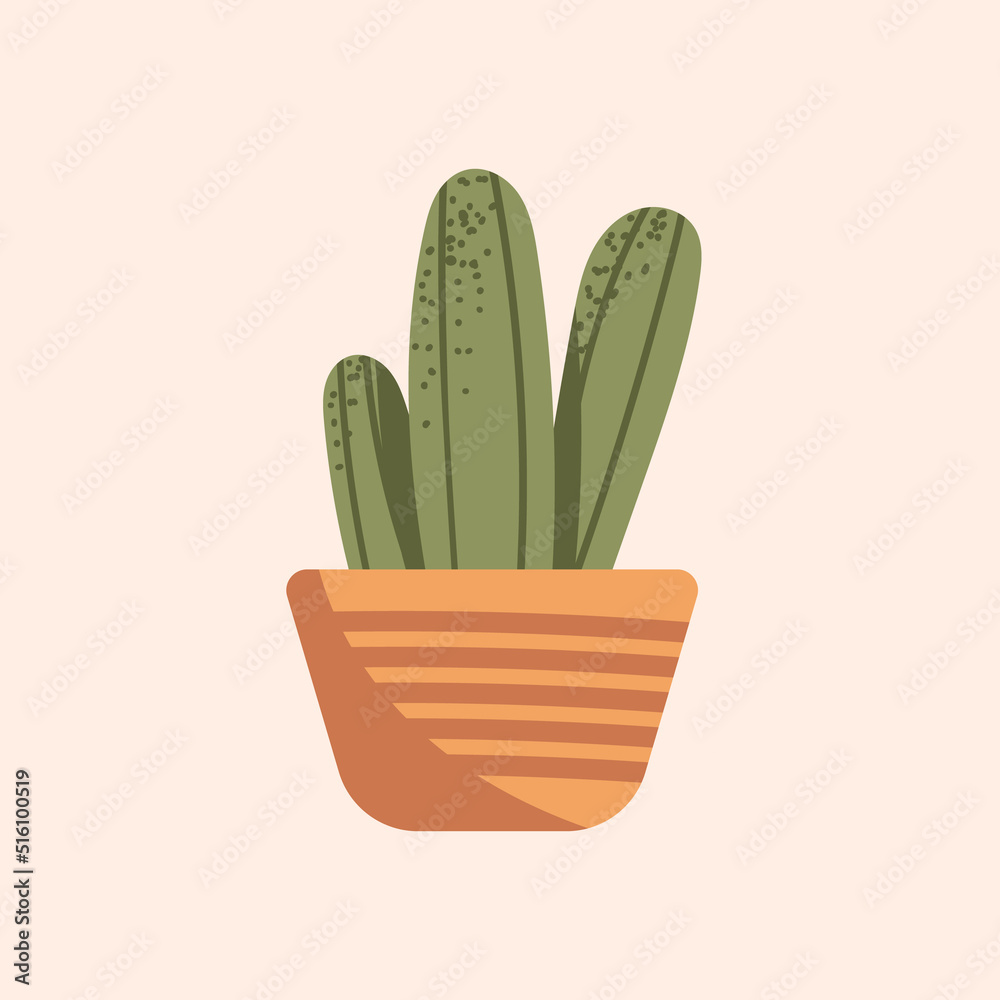Abstract cactus plant with pot hand drawn. Vector illustration Abstract cactus plant with pot hand drawn. Vector illustration
