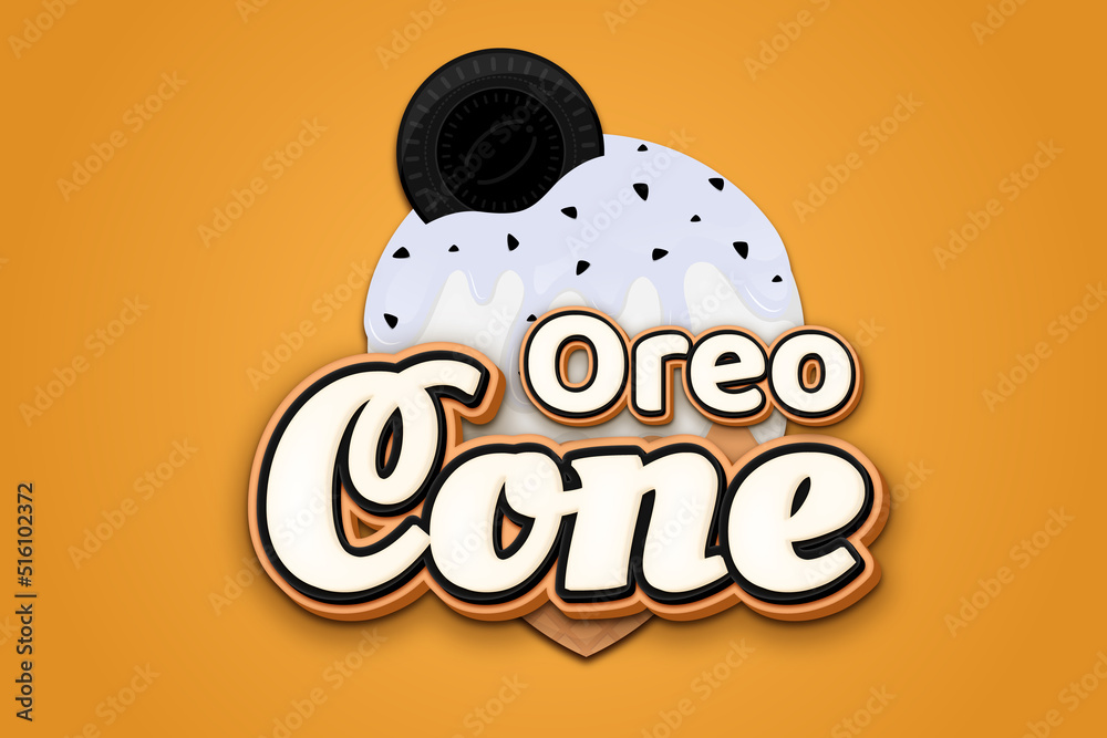 Oreo Ice cream cone logo with editable text effect Stock Vector | Adobe ...