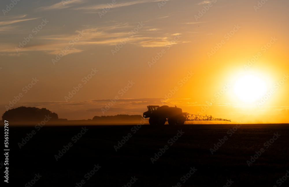 Special tractor for the treatment of fields from weeds and pests.