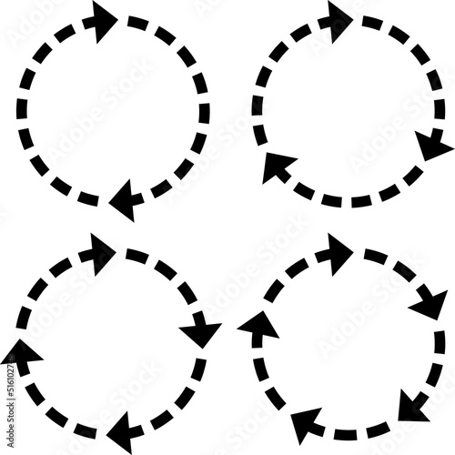 円を描いて循環する破線の矢印