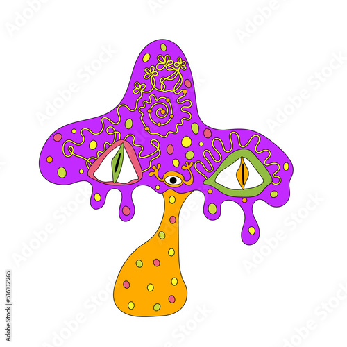 Vector psychedelic mushroom. Magic design element.Altered states.