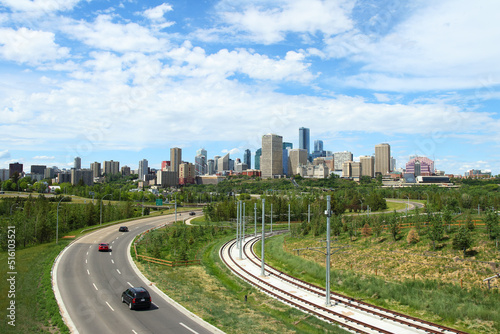 Cityscape of Edmonton, Alberta, Canada, during summer. 