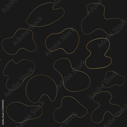Gold Organic Line Gradient Blob shapes