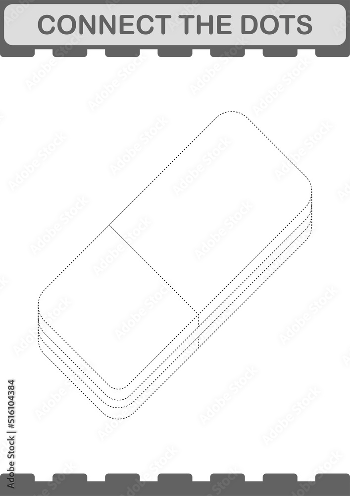Connect the dots Eraser. Worksheet for kids Connect the dots Eraser. Worksheet for kids