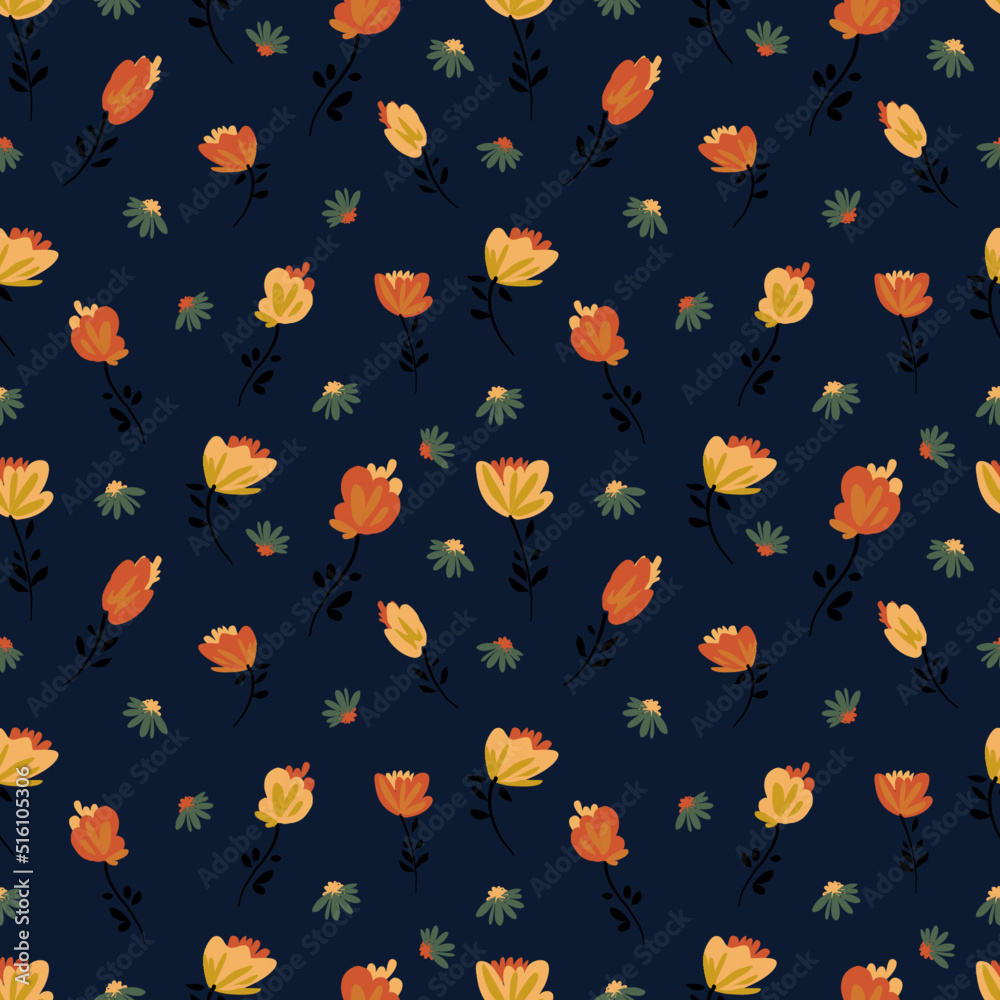 Floral seamless pattern background for fashion prints, fabric, wallpaper and all prints on background earth tone color.