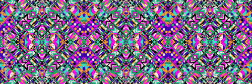 Ethnic carpet with geometric mosaic aztec style stripes on tile. majolica Antique interior,modern rugs,geographic print on kente clot textile.Tribal vector ornament seamless african pattern.multicolor