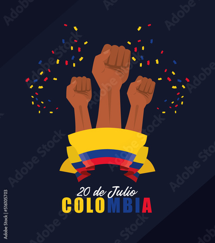 colombia independence day postcard
