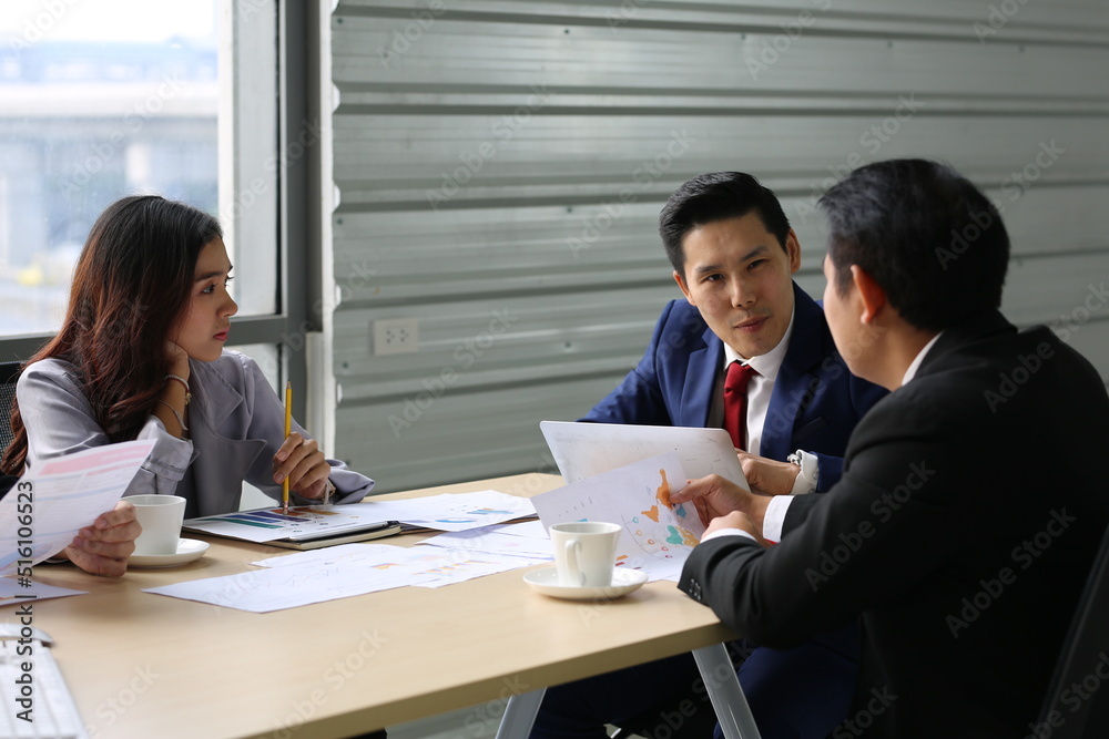 Businessman Giving Speech On Business Meeting With Colleagues, Discussing Work Ideas And Projects, Making Presentation Standing In Modern Office. Teamwork, Entrepreneurship, Corporate Meeting