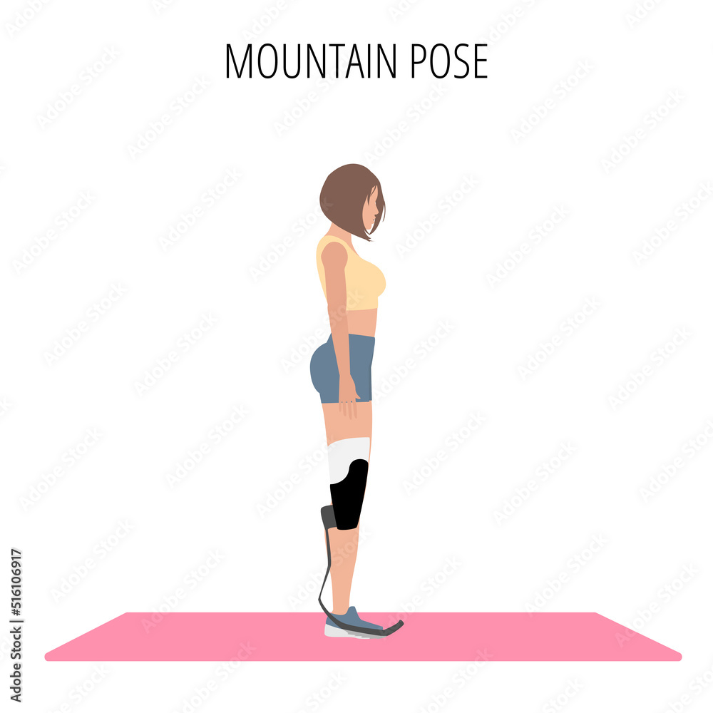 Fototapeta premium Mountain pose or asana yoga workout vector