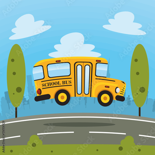 school bus jumping in road