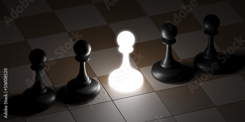 Chess pawn outstanding. Leadership concept. Competitive andvantage