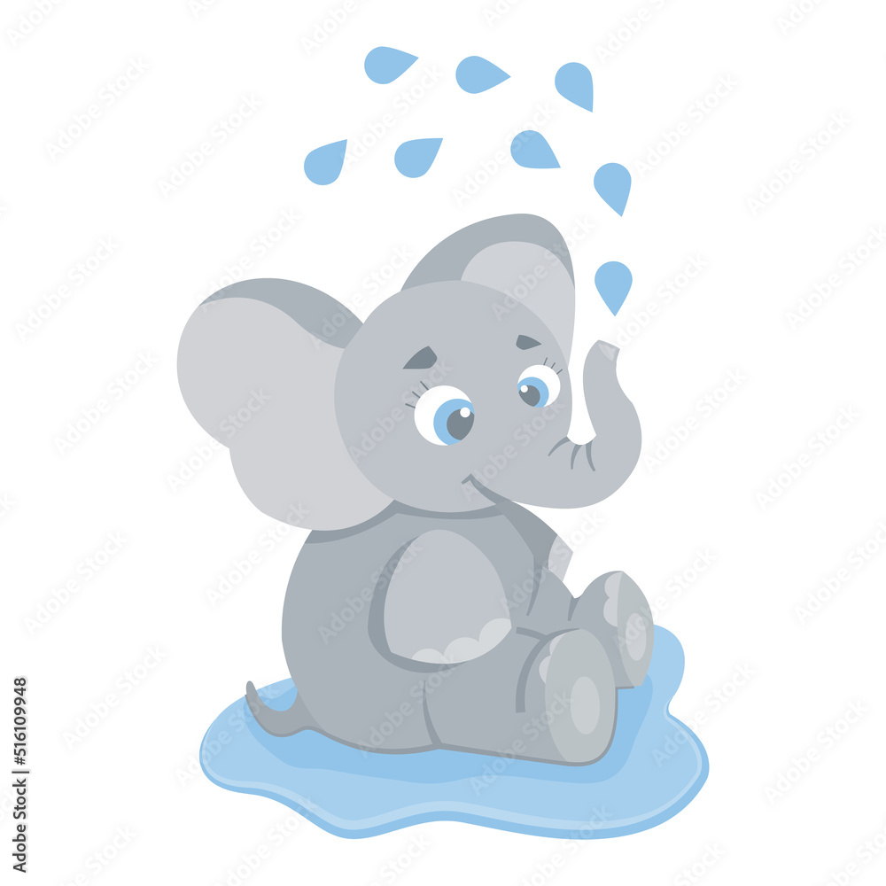 Cute elephant in cartoon style on white background vector illustration Cute elephant in cartoon style on white background vector illustration