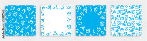Cleaning and housekeeping icon pattern background for graphic design.Square vector template set.