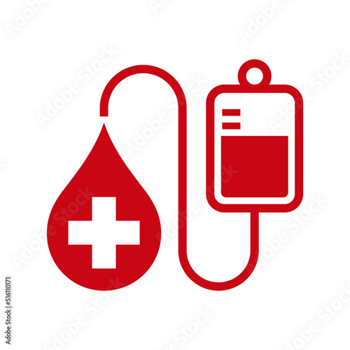 Blood bag with dripping blood, Blood transfusion donate, Medical healthy concept, Vector illustration