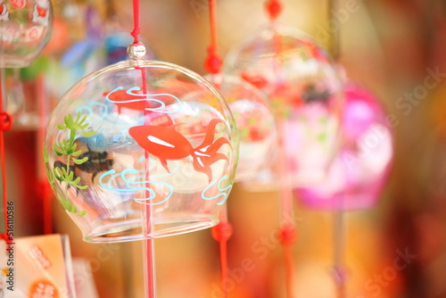 Colorful wind chimes in Japan