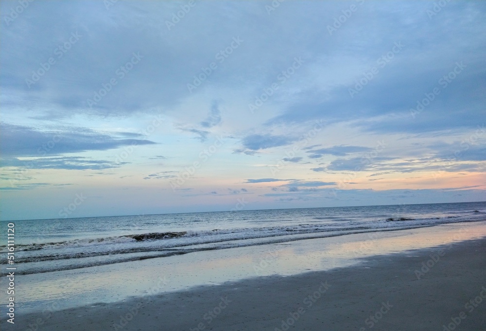 Evening Ocean Beach Sunset Waves