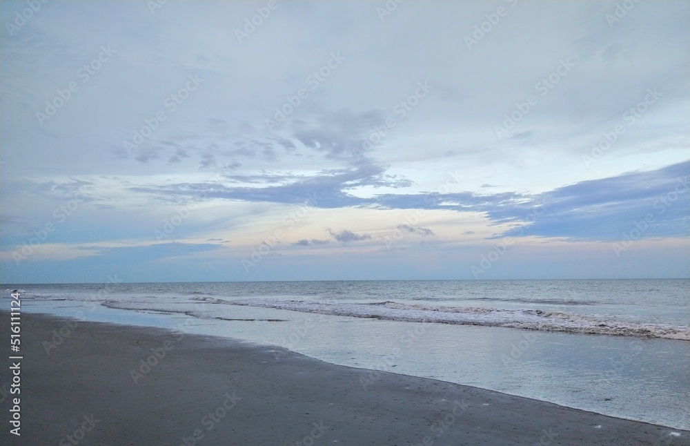 Evening Ocean Beach Sunset Cloudscape