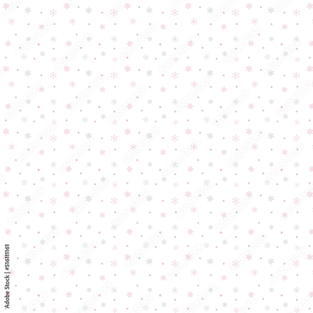 Small Pink and Silver Snowflakes Pattern