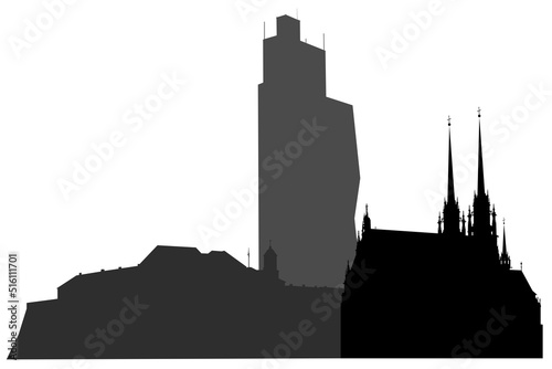 Vector silhouette of the city of Brno - Czech Republic.