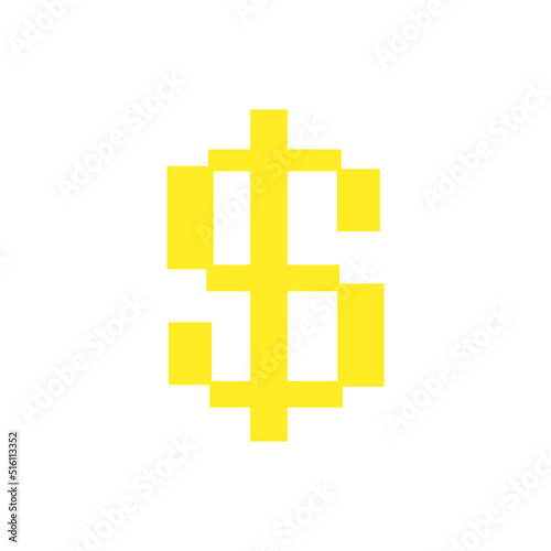 Dollar symbol. Isolated pixel style on white background. vector illustration